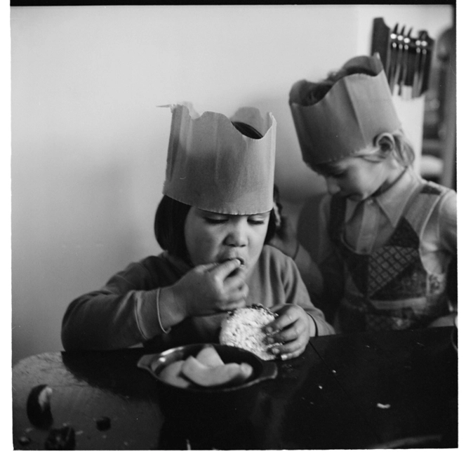 Children at a birthday party, and, toddlers playing outside