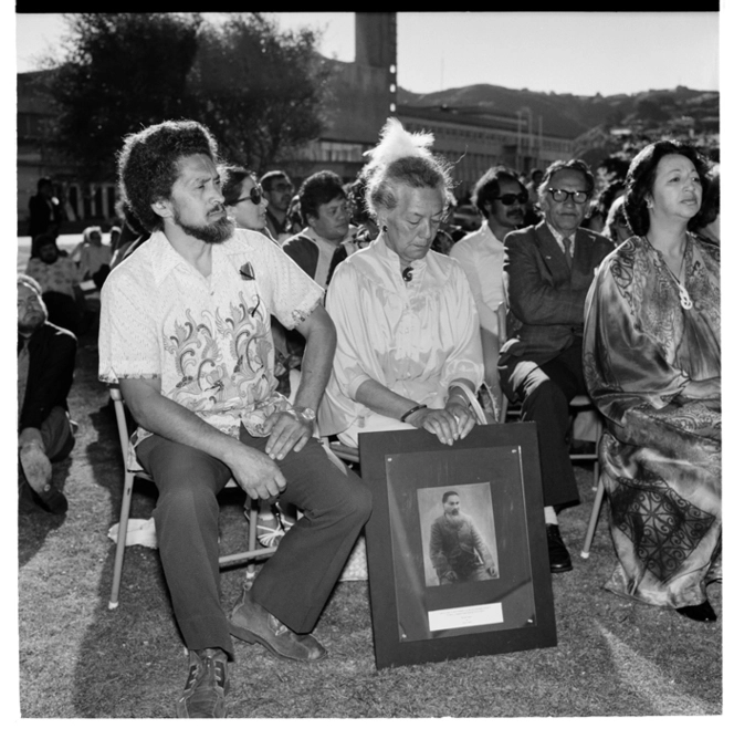 Dowse Art Gallery, during the opening of an exhibition on Parihaka by Selwyn Muru