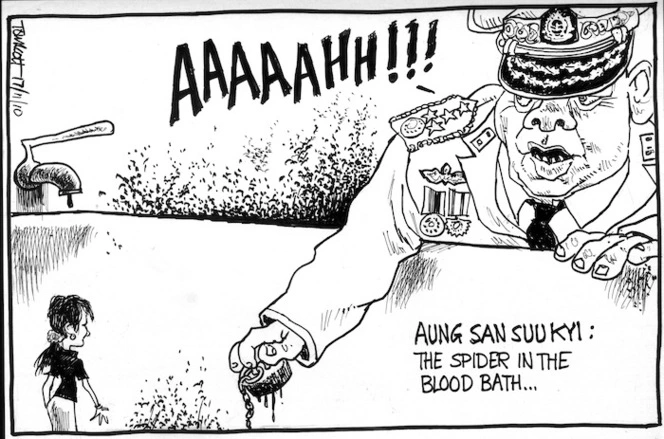 "AAAAAHH!!!" Aung San Suu Kyi; the spider in the blood bath... 17 November 2010
