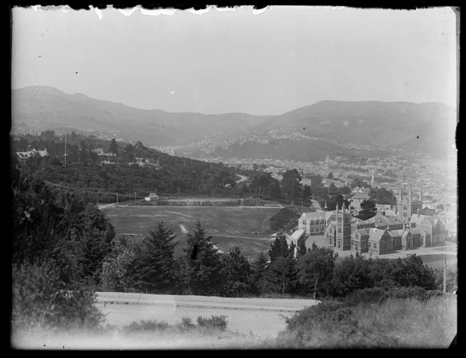 View over Otago Boys' High School towards Dunedin