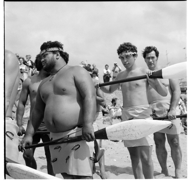 Scenes in the Northland area, at Te Tii Waitangi Marae, showing Ngātokimatawhaorua paddlers