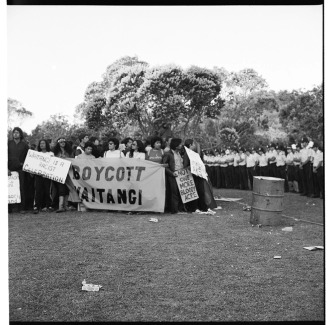 Scenes at Waitangi during the Waitangi Day protests in 1982