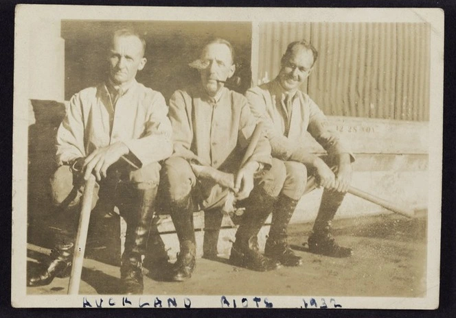 Photographer unknown :Photograph of the Waikato Mounted Detachment during the Auckland Riots