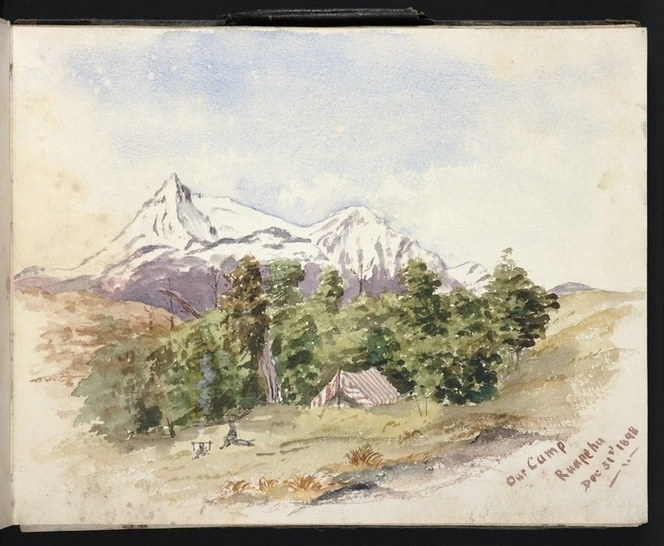 Babbage, Herbert Ivan, 1875-1916 :Our camp, Ruapehu. Dec. 31st, 1898.
