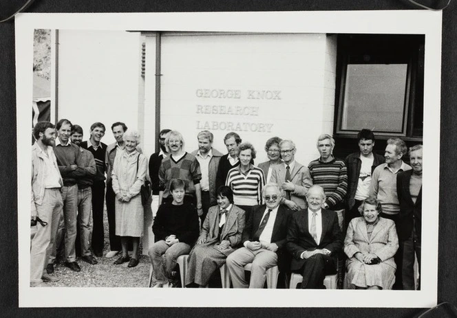 Group outside George Knox Research Laboratory in Kaikoura