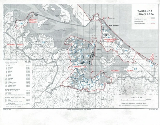 Tauranga urban area / drawn by the Department of Lands & Survey, Wellington, N.Z.