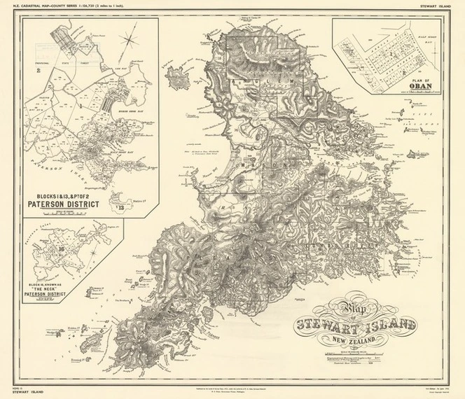 Map of Stewart Island, New Zealand.