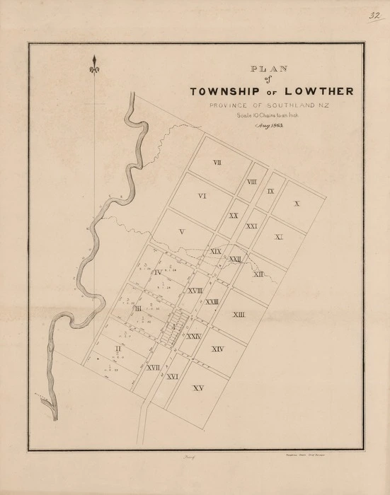 Plan of  township of Lowther, Province of Southland N.Z./ Theophilus Heale, Chief Surveyor.