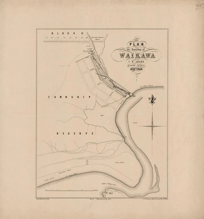 Plan of the township of Waikawa [electronic resource] / C.W. Adams, assistant surveyor; David Henderson, lith.