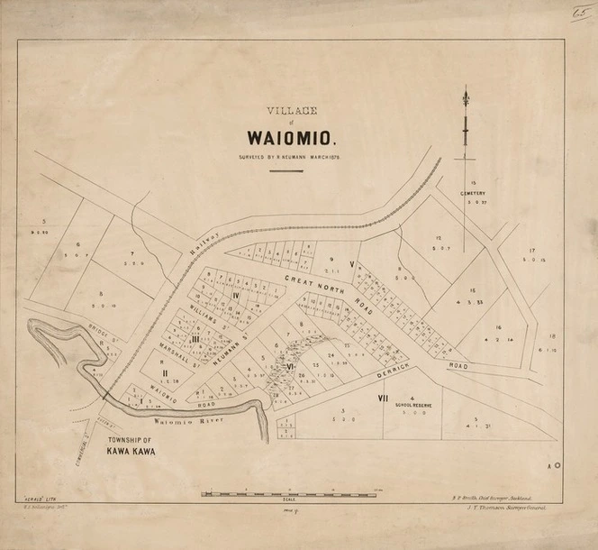 Village of Waiomio / surveyed by R. Neumann ; W.E. Ballantyne drftm.