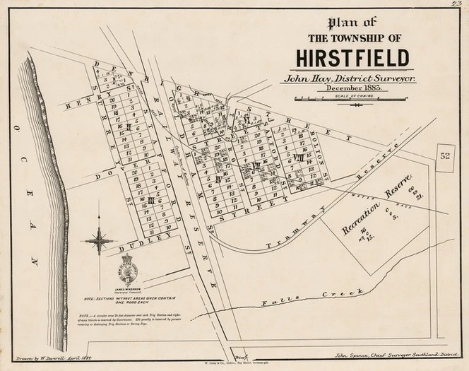 Plan of the township of Hirstfield / John Hay, district surveyor ; drawn by W. Deverell.