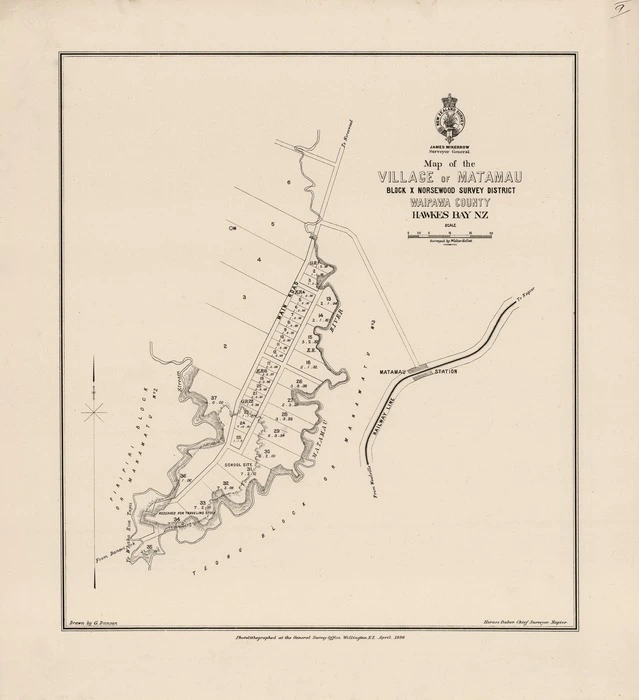 Map of the village of Matamau : block X Norsewood Survey District, Waipawa County, Hawkes Bay N.Z. / surveyed by Walter Hallett ; drawn by G. Duncan.