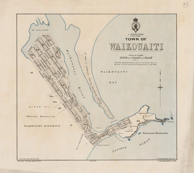 Town of Waikouaiti / drawn by A.H. Saunders, Nov. 1908.