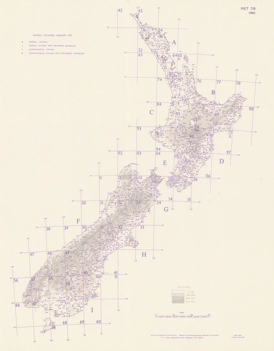 Rainfall network, February 1965 : [New Zealand] / drawn by the Department of Lands & Survey.