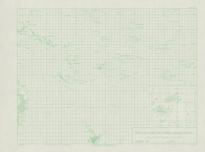 Map of meteorological stations in the South Pacific north of New Zealand / drawn by the Dept. of Lands & Survey, N.Z.