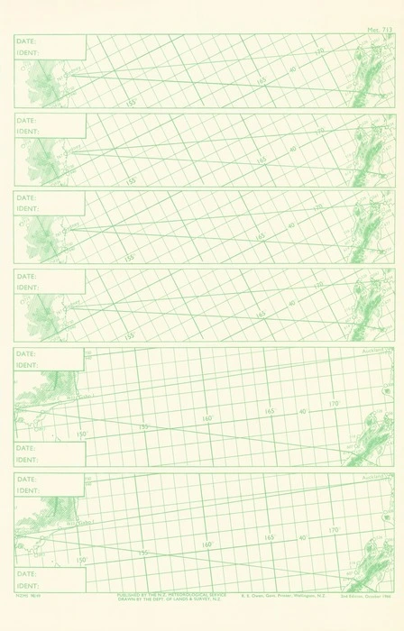 Trans-Tasman routes meteorological plotting charts / drawn by the Dept. of Lands & Survey, N.Z.