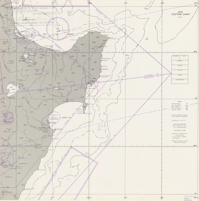 ASW plotting chart sheet 4 : [Central North Island East Coast New Zealand].