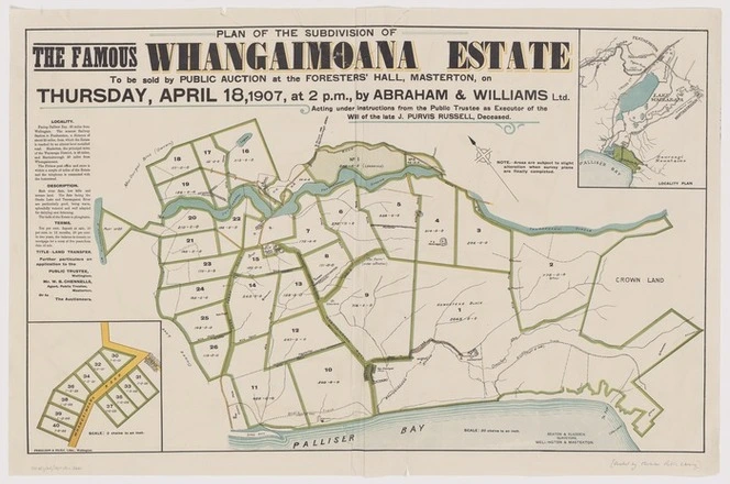 Plan of the subdivision of the famous Whangaimoana Estate / Seaton & Sladden, surveyors.