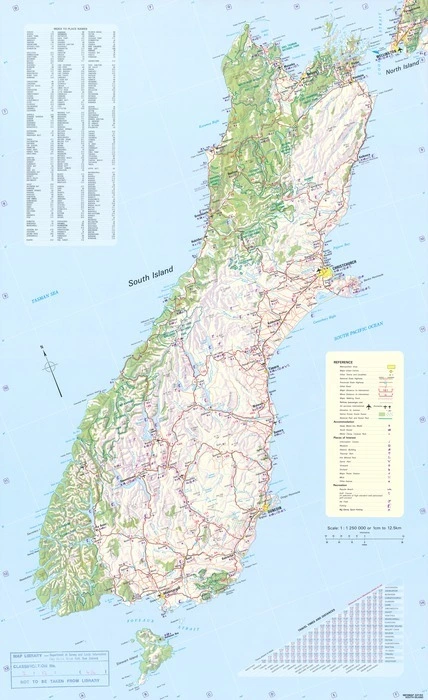 Touringmap South Island New Zealand.