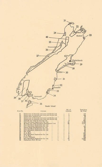 Petroleum licence areas : New Zealand.