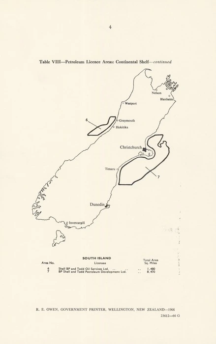 Petroleum licence areas. Continental shelf : [New Zealand].