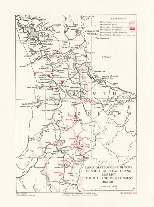 Land development blocks in South Auckland Land District, Te Kuiti Land Development District.