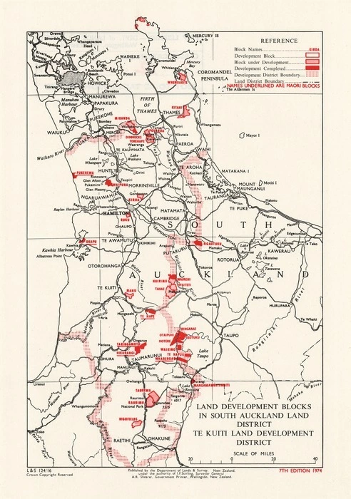 Land development blocks in South Auckland Land District, Te Kuiti Land Development District.