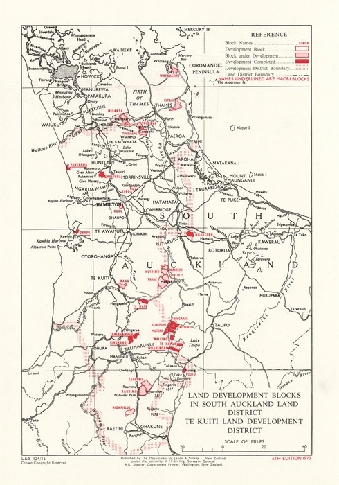 Land development blocks in South Auckland Land District, Te Kuiti Land Development District.