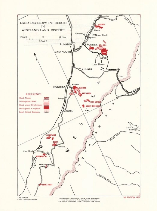 Land development blocks in Westland Land District.