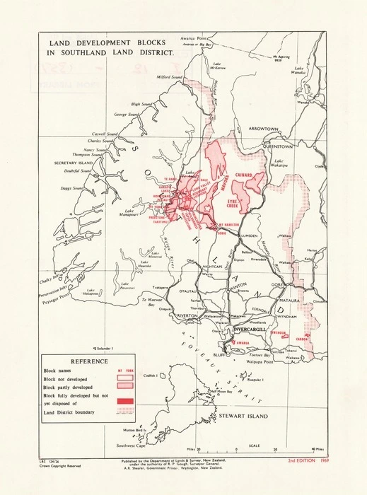 Land development blocks in Southland Land District.