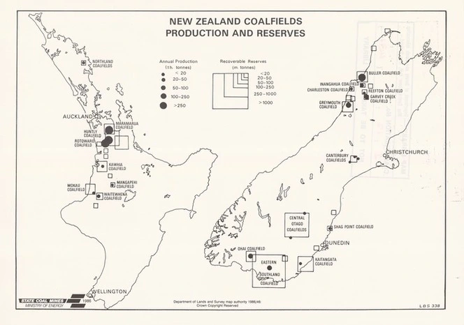 New Zealand coalfields production and reserves.