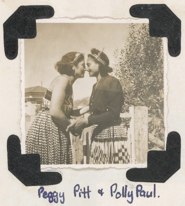Peggy Pitt greeting Polly Paul - Photographed by Owen Johnson