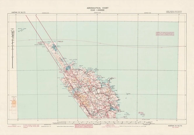 Aeronautical chart ICAO 1:500000. Kaitaia SE 36/172.