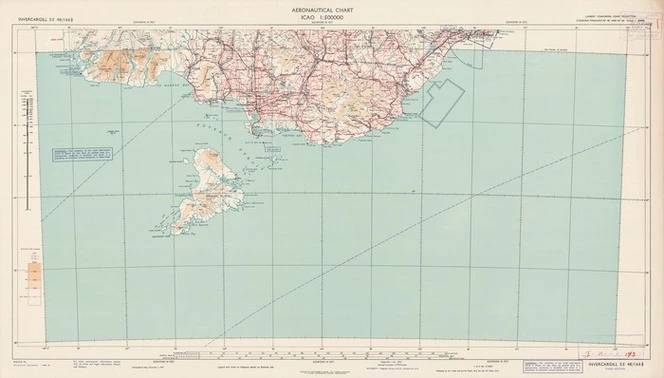 Aeronautical chart ICAO 1:500000. Invercargill SE 48/166¹/₂.