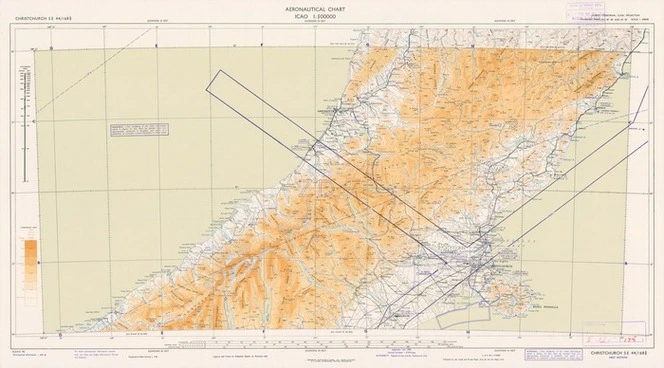 Aeronautical chart ICAO 1:500000. Christchurch SE 44/168¹/₂.