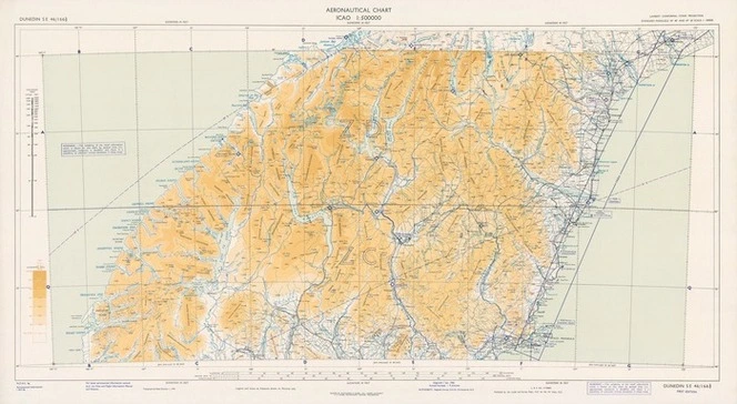 Aeronautical chart ICAO 1:500000. Dunedin SE 46/166¹/₂.