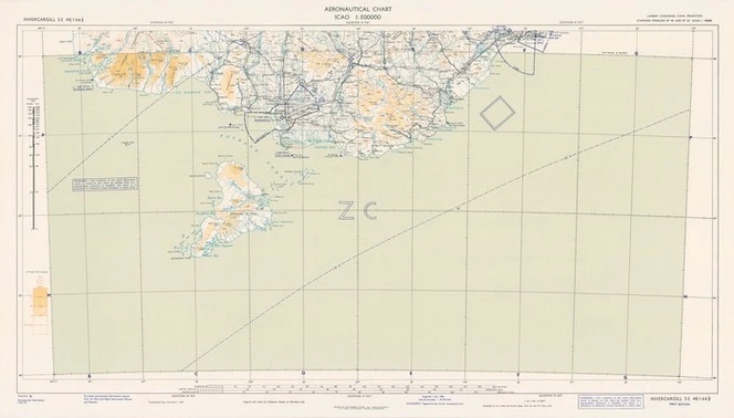 Aeronautical chart ICAO 1:500000. Invercargill SE 48/166¹/₂.