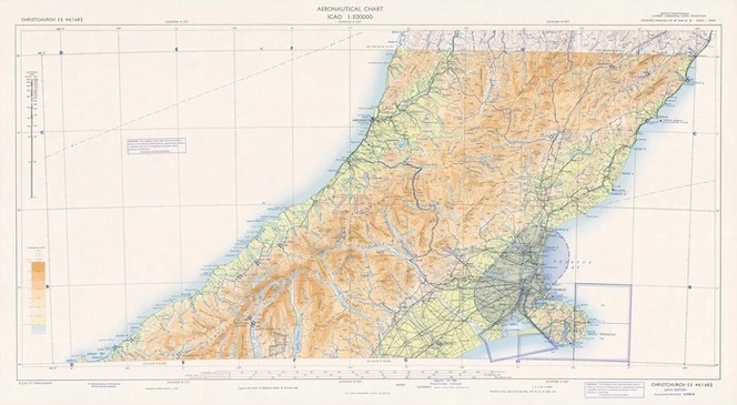 Aeronautical chart ICAO 1:500000. Christchurch SE 44/168¹/₂.