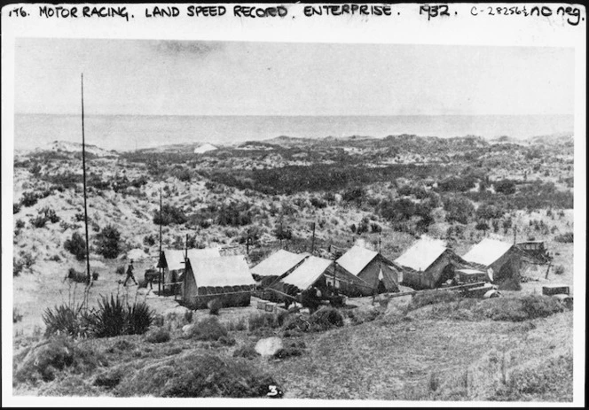 The official party's camp at Ninety Mile Beach during Norman 'Wizard' Smith's attempt at a land speed record