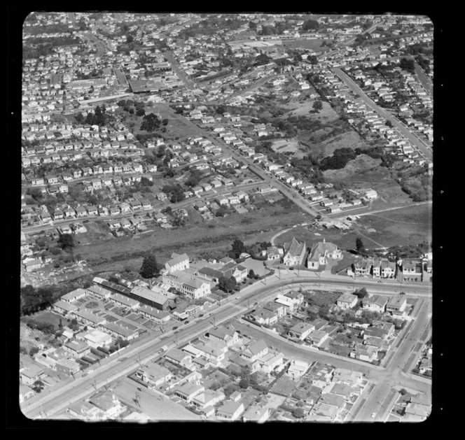 Beaney & Sons, Great North Road, Saint Joseph's School and Church and Grey Lynn Library, Auckland