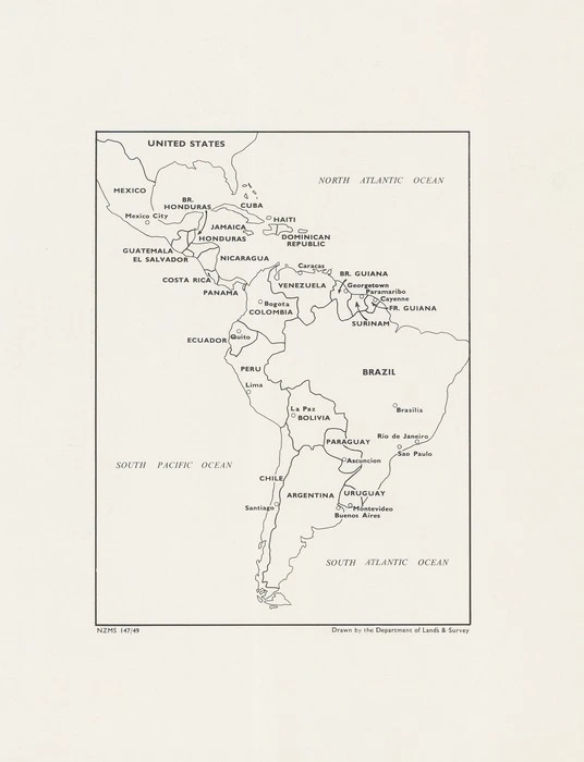 [Central and South America sketch map] / drawn by the Department of Lands & Survey.