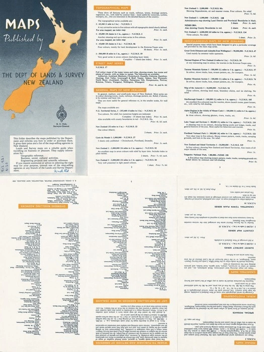 Maps published by the Dept. of Lands & Survey, New Zealand.