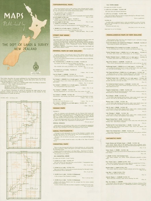 Maps published by the Dept. of Lands & Survey, New Zealand.