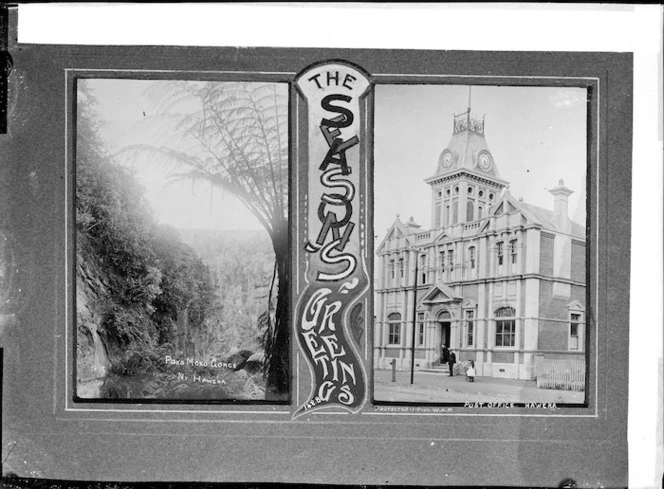 Two views around Hawera; the Poko Moko Gorge, and The Post Office