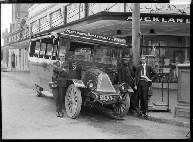 Blockhouse Bay, Avondale and Pitt Street bus and driver, Auckland