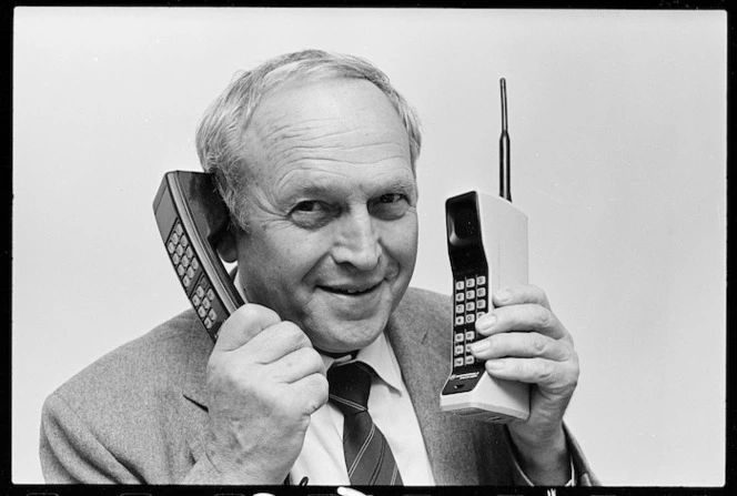 Harry Shilling with mobile telephones - Photograph taken by Stuart Ramson