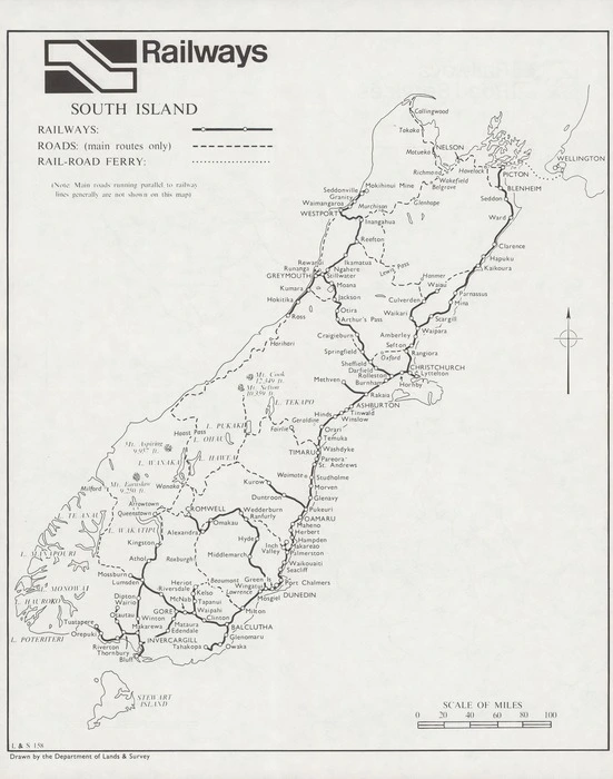 New Zealand Railway system South Island.