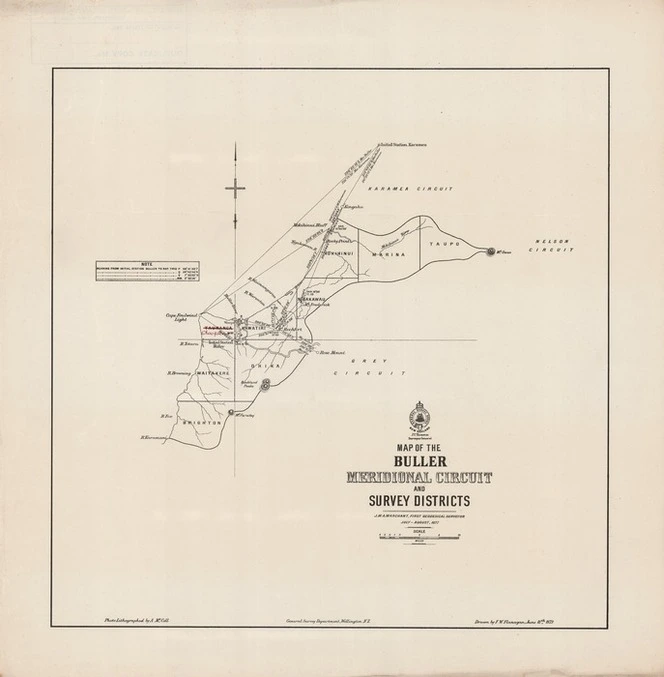 Map of the Buller meridional circuit and survey districts / drawn by F.W. Flanagan, June 18th, 1879.