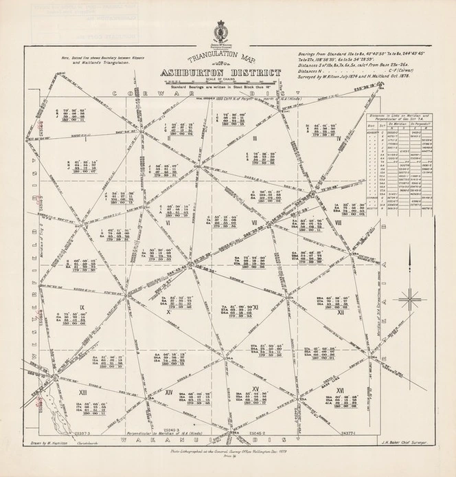 Triangulation map of Ashburton District / drawn by W. Hamilton, Christchurch.