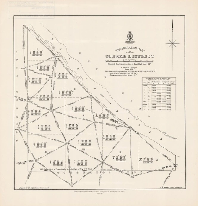Triangulation map of Corwar District / drawn by W. Hamilton, Christchurch.